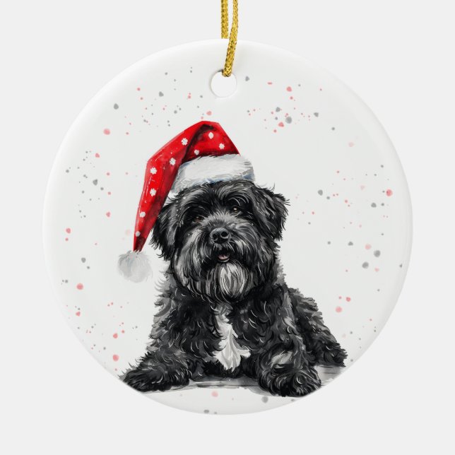 Bouvier des Flandres Dog Christmas Personalized Ceramic Ornament (Front)