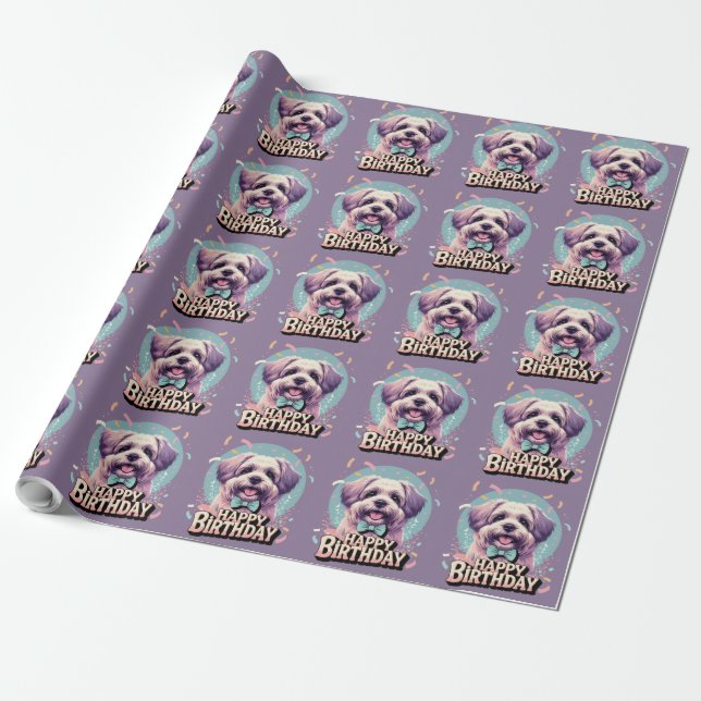 Bouvier des Flandres Dog Colourful  Wrapping Paper (Unrolled)