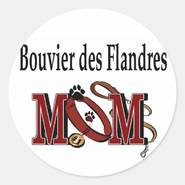 Bouvier des Flandres Dog MOM Classic Round Sticker (Front)