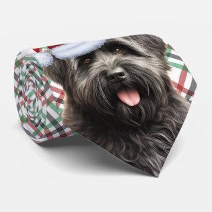 Bouvier des Flandres Dog Red Green Plaid Christmas Tie