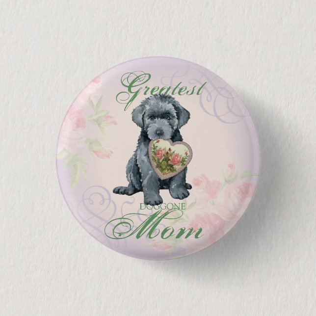 Bouvier des Flandres Heart Mum Pinback Button (Front)