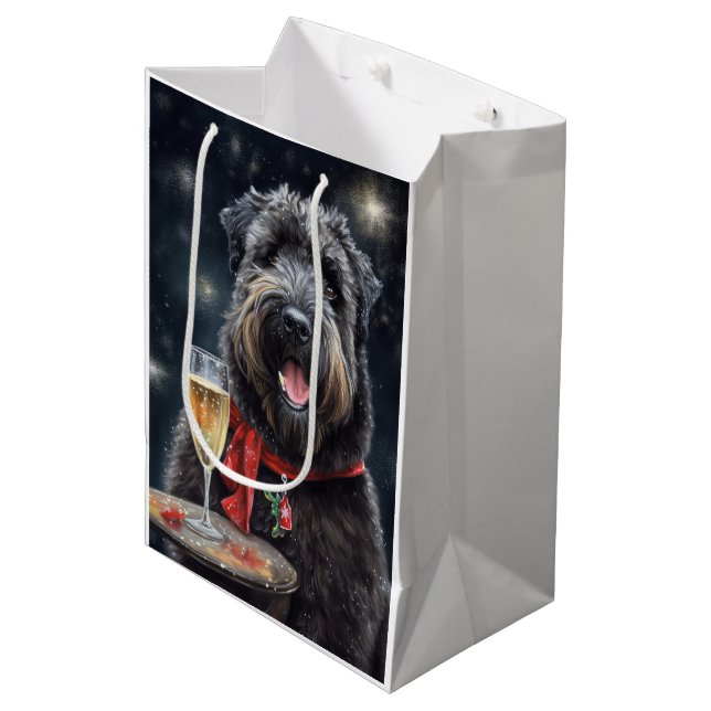 Bouvier des Flandres  New Year Medium Gift Bag (Front Angled)