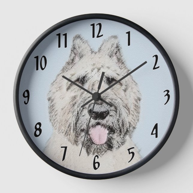 Bouvier des Flandres Painting - Original Dog Art Clock (Front)