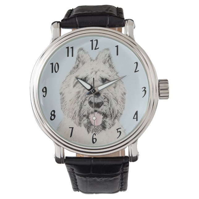 Bouvier des Flandres Painting - Original Dog Art Watch (Front)