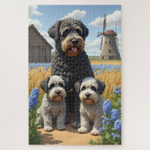 Bouvier des Flandres Rustic Field Art Jigsaw Puzzle