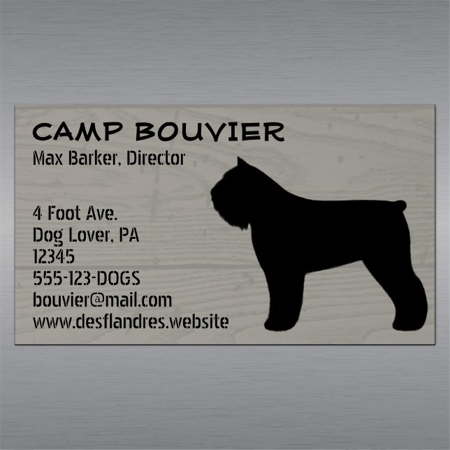 Bouvier des Flandres Silhouette Wood Grain Style Magnetic Business Card (Creator Uploaded)