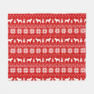 Bouvier des Flandres Silhouettes Christmas Pattern Fleece Blanket
