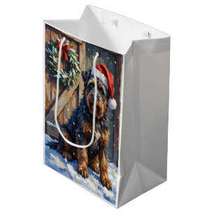 Bouvier des Flandres Snowy Farm Christmas Medium Gift Bag