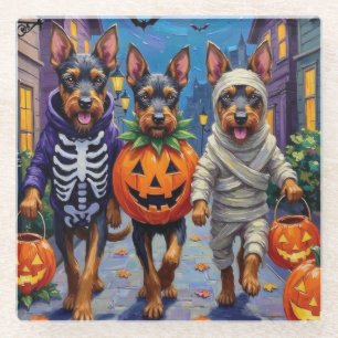 Bouvier des Flandres Trick-or-Treating Halloween Glass Coaster