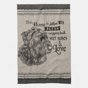 Bouvier des Flandres vintage portrait cute quote Tea Towel