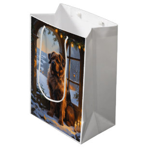 Bouvier des Flandres with Christmas Lights Holiday Medium Gift Bag