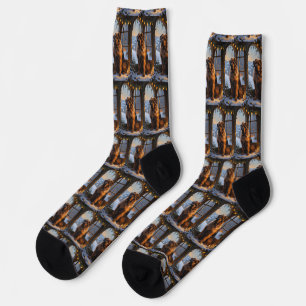 Bouvier des Flandres with Christmas Lights Holiday Socks