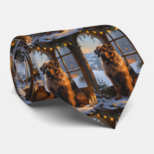 Bouvier des Flandres with Christmas Lights Holiday Tie