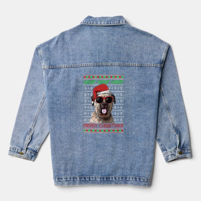 Bouviers Des Flandre Dog Funny Woof Merry Christma Denim Jacket (Back)