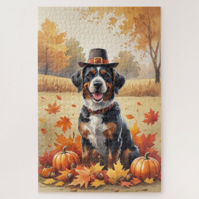 Bouviers des Flandres Autumn Leaves Thanksgiving Jigsaw Puzzle (Vertical)