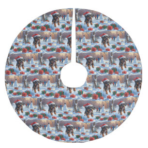 Bouviers des Flandres Christmas Festive Snow Scene Brushed Polyester Tree Skirt