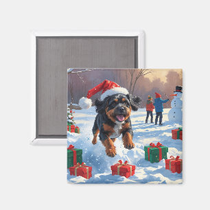 Bouviers des Flandres Christmas Festive Snow Scene Magnet