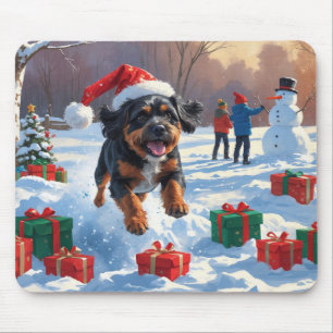 Bouviers des Flandres Christmas Festive Snow Scene Mouse Pad