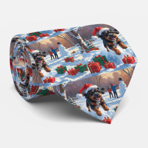 Bouviers des Flandres Christmas Festive Snow Scene Tie