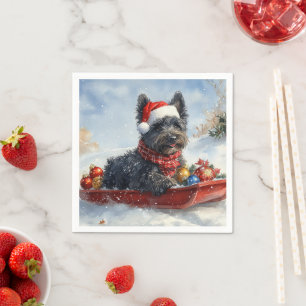 Bouviers Des Flandres Dog in Sledge Christmas Napkin