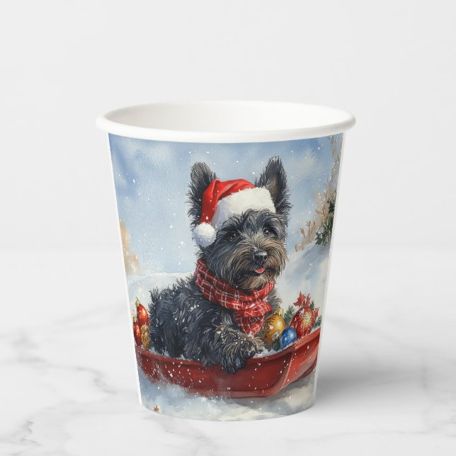 Bouviers Des Flandres Dog in Sledge Christmas Paper Cups (Front)