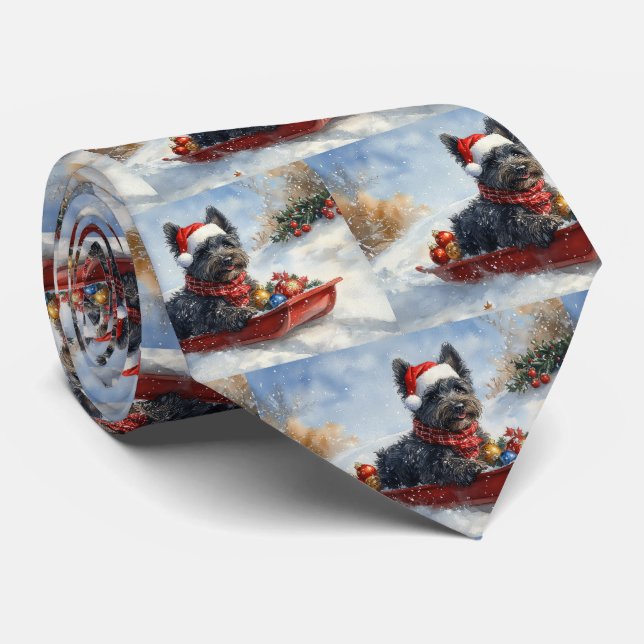 Bouviers Des Flandres Dog in Sledge Christmas Tie (Rolled)