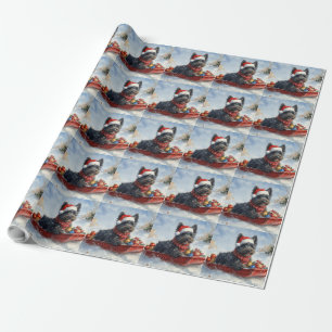 Bouviers Des Flandres Dog in Sledge Christmas Wrapping Paper
