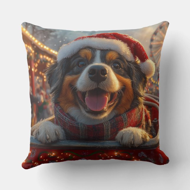 Bouviers des Flandres Dog Roller Coaster Christmas Cushion (Back)
