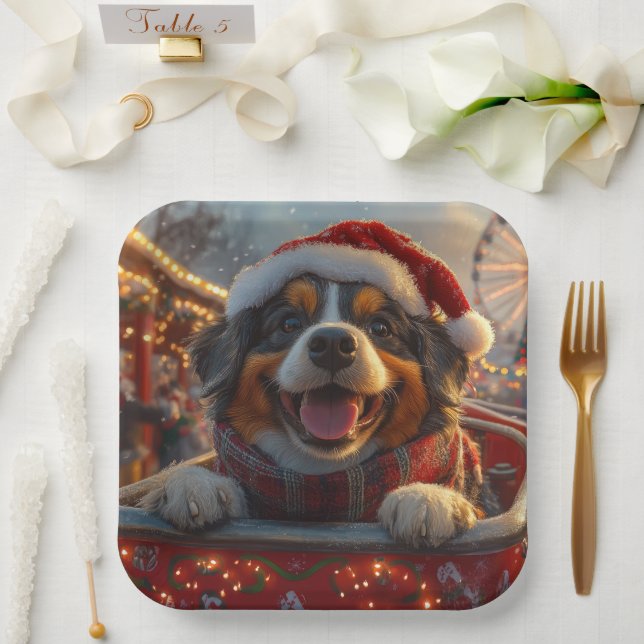 Bouviers des Flandres Dog Roller Coaster Christmas Paper Plate (Wedding)