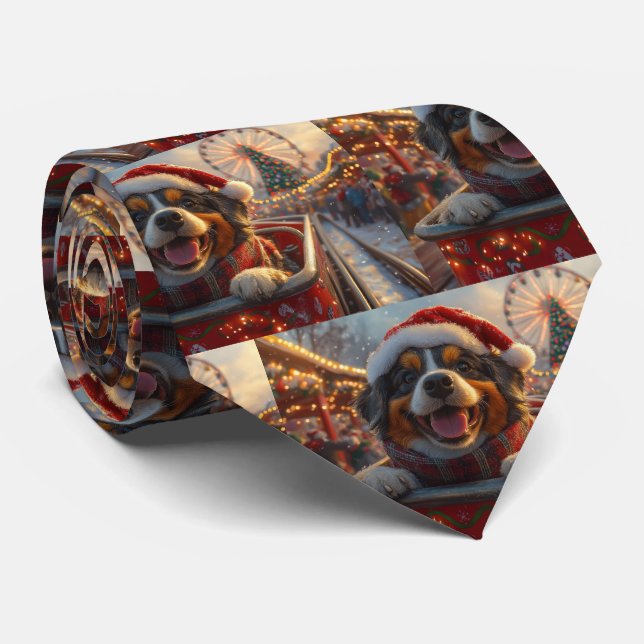 Bouviers des Flandres Dog Roller Coaster Christmas Tie (Rolled)