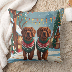 Bouviers des Flandres Dogs Christmas Snow Holiday Cushion
