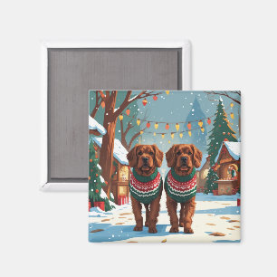 Bouviers des Flandres Dogs Christmas Snow Holiday Magnet