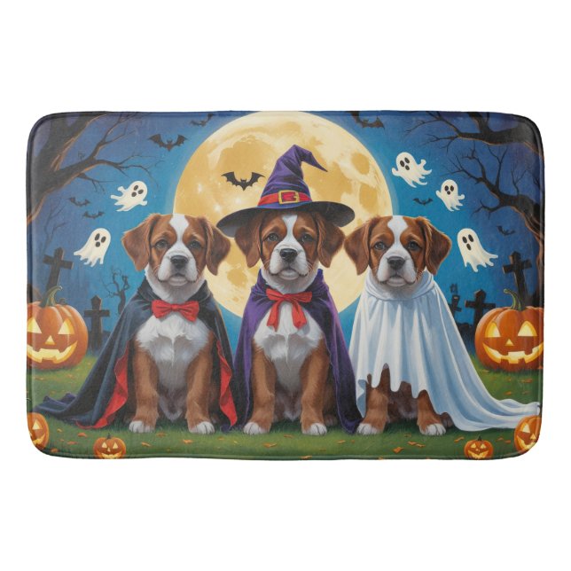 Bouviers Des Flandres Dogs Pumpkin Halloween Funny Bath Mat (Front)