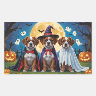 Bouviers Des Flandres Dogs Pumpkin Halloween Funny Rectangular Sticker