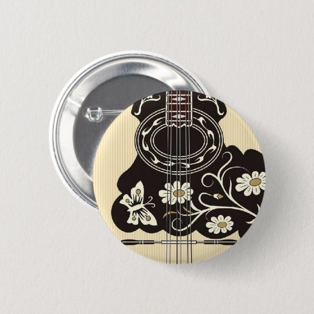 Bouzouki 6 Cm Round Badge (Front & Back)