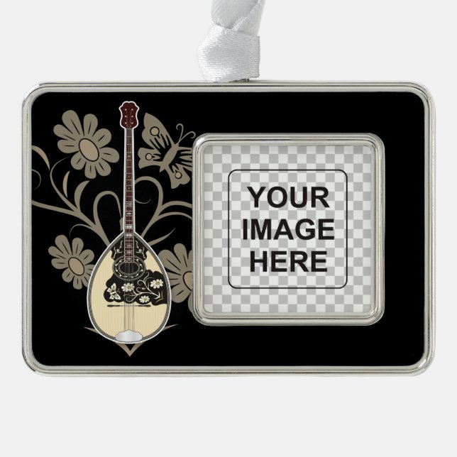 Bouzouki Silver Plated Framed Ornament (Front)