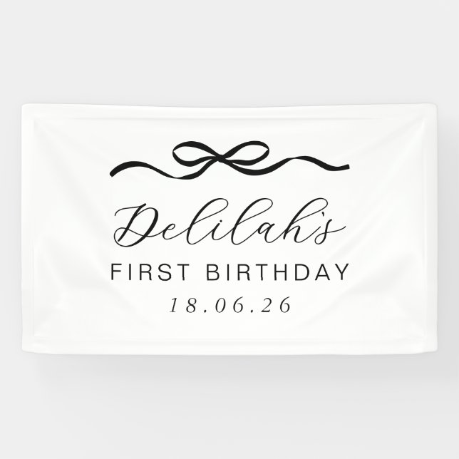 Bow 1st Birthday Banner (Horizontal)