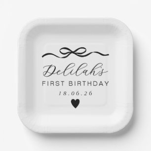 Bow 1st Birthday Paper Plate