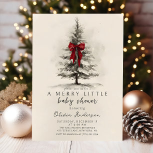 Bow A Merry Little Christmas Baby Shower Invitation