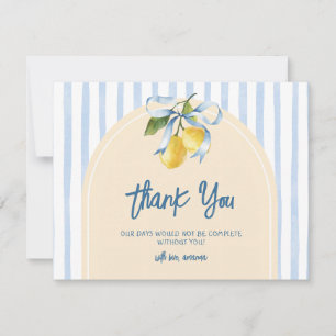 Bow A Sweet Little One Citrus Lemon Baby Shower Thank You Card