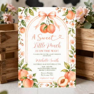 Bow A Sweet Little Peach Bow Baby Shower Floral Invitation