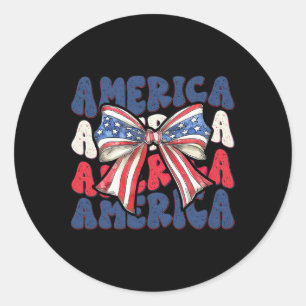 Bow America 4th Of July Patriotic Independence Day Classic Round Sticker