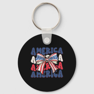 Bow America 4th Of July Patriotic Independence Day Key Ring