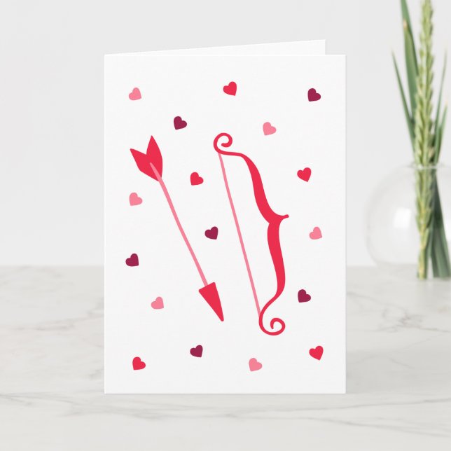 Bow and Arrow Hearts Valentine's Day Holiday Card (Front)