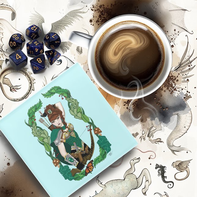 Bow and Arrow Woodland Elf Glass Coaster (Creator Uploaded)
