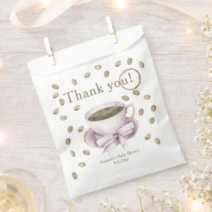 Bow and Coffee brewing Baby shower Thank you Favour Bag