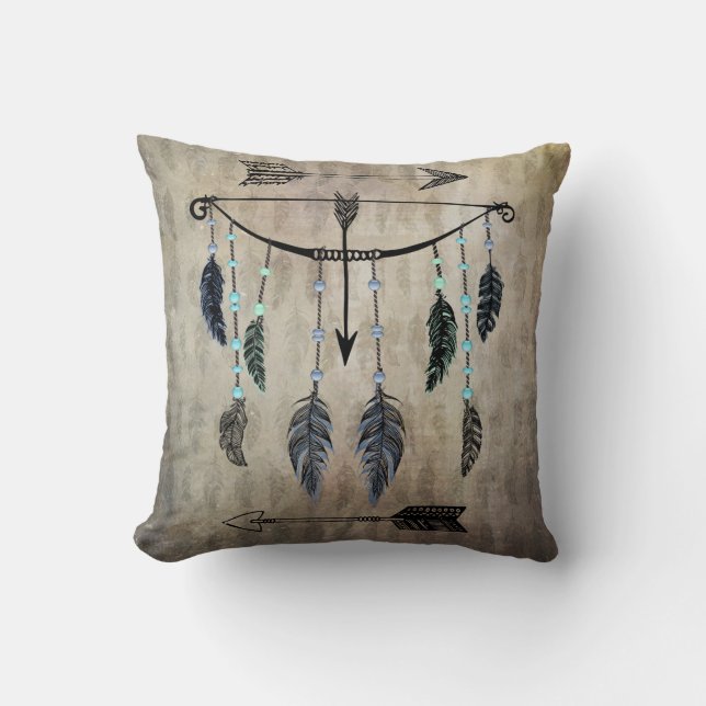 Bow, Arrow, and Feathers Cushion (Front)