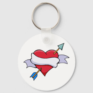 Bow & Arrow Valentine Heart With Blank Banner Key Ring