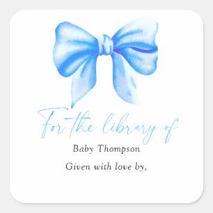 Bow - Baby Shower bookplate, books for baby Square Sticker