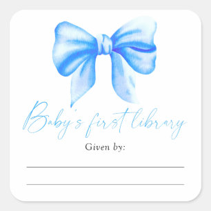 Bow - Baby Shower bookplate, books for baby Square Sticker